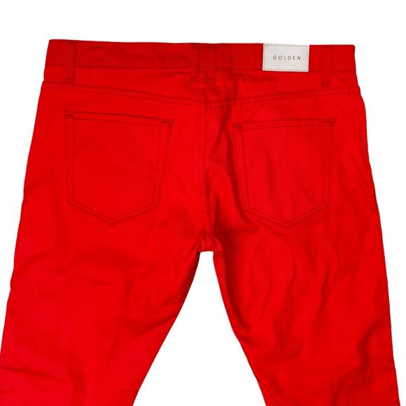 Golden Denim Los Angeles Bold Red Black Side Stripe Ankle Zip Slim Skinny Jeans - Picture 4 of 9